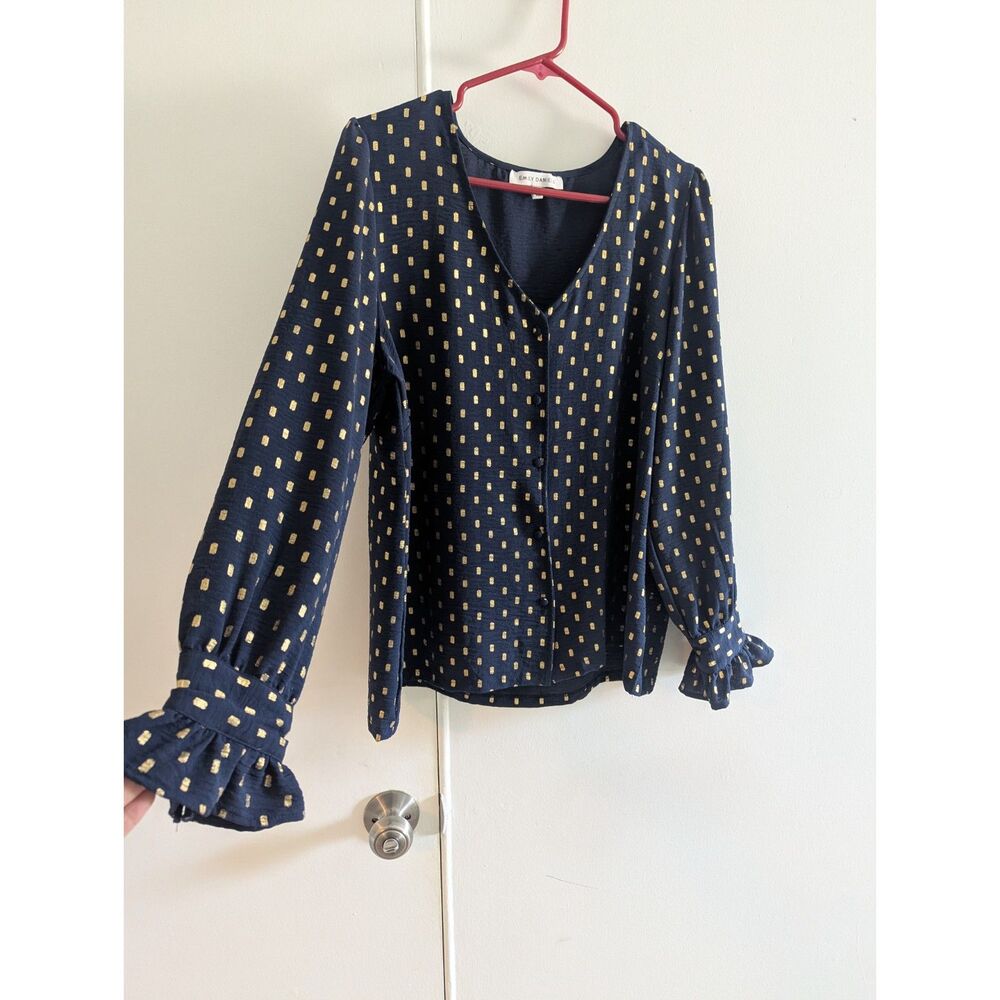 Emily Daniels L V-neck blouse festive chic glam dressy causal workwear